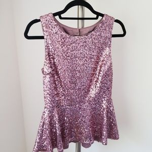 Pink sequin peplum top